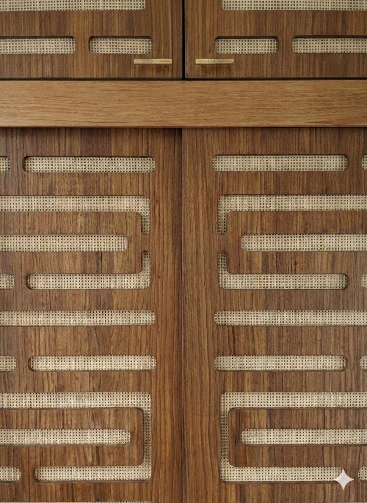 Agencement porte placard avec motifs ajourés